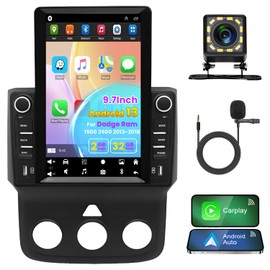 Aublinto Android 13 Car Radio Stereo Fit for Dodge Ram 1500 3500 2013-2018Wireless CarPlay Android Auto, 9.7 Inch Touch Screen Upgrade Radio with DSP BT GPS FM WiFi Free Camera Mic (Only Manual AC)
