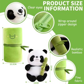 MeYuxg Red Panda Cuddly Toy, 25 cm Cuddly Toy Panda with Bamboo, Toy Doll for Boys and Girls, Plush Panda Hidden in a Bamboo Tube, Panda Gift