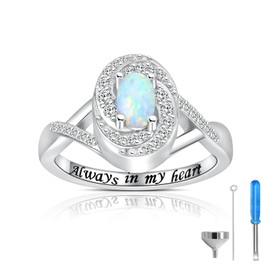 Opal Cremation Rings for Ashes 925 Sterling Silver Urn Keepsake Rings Memorial Jewelry for Women (8)