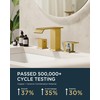 FORIOUS Bathroom Faucets, Brushed Gold Bathroom Faucet 3 Hole, Waterfall