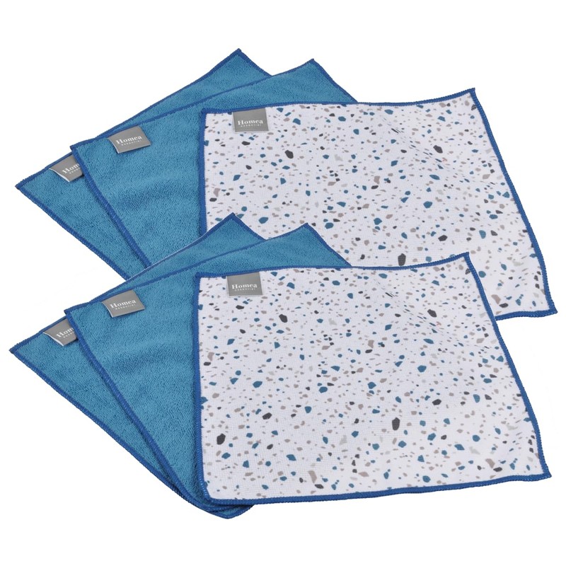 Macosa UMEN193_x2 Microfibre Cloths Set of 6 Blue White Dish