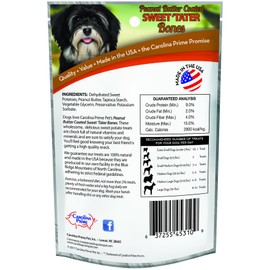 Carolina Prime Pet 45311 Peanut Butter Coated Sweet Tater Bone Treat For Dogs ( 1 Pouch), One Size