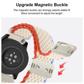 Oumida Elastic Nylon Bracelet for Garmin Vivoactive 5 Wristband/Vivoactive 3 Music, Garmin Venu Sq/Venu Sq 2/Venu Sq 2 Music/Venu 2 Plus Bracelets, Braided Watch Strap with Magnetic Buckle