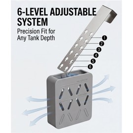 Toilet Tank Tablet Holder,Adjustable Holder-Hanging Bleach Tablet Bracket with 6 Levels,4'' x 3.5'' x 1.2'' Bleach Tablet Bracket for Preventing Dissolved Residue from Polluting Water Tank(Grey 2Pcs)