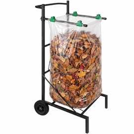 Meyoppm Metal Trash Bag Holder, 50-55 Gallon Adjustable Leaf Bag Stand, Heightened Garbage Bag Cart with Wheels, Suitable for Yard, Lawn and Camping
