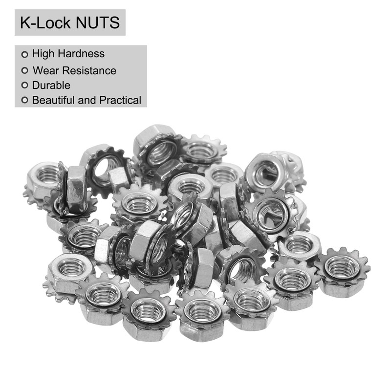 sourcing map 100Pcs M3 K-Lock Nut with External Tooth Washer,