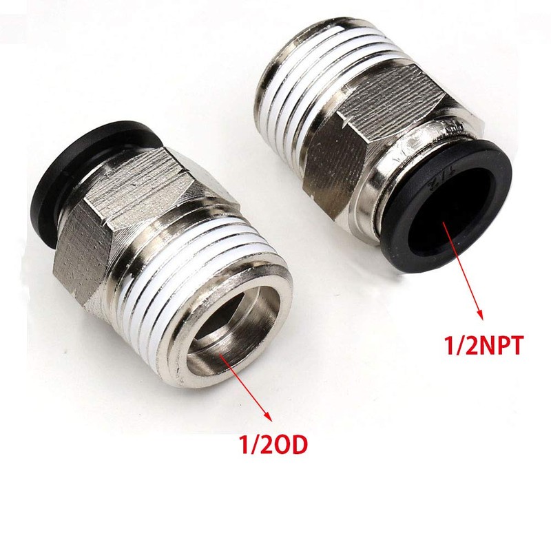 CEKER Push to Connect Air Fittings Male Straight PC 1/2"