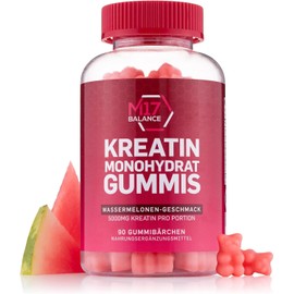 Creatine Monohydrate Gummy Bears - 5000 mg Creatine with BCAAs & L-Carnitine per Dose - For Muscle Building - Sugar Free, Anti-Melt Formula, Vegan, Gluten Free - 30 Servings (90 Pieces, Watermelon)