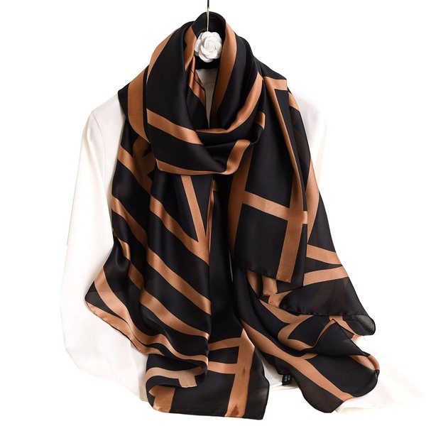 Myneiyi Fashion Scarves Scarf 100% Silk Feeling Scarf Silk Like