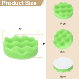 HARFINGTON 3pcs Buffing Sponge Pads 3" Polishing Wheel Waffle Finishing Grip Pad Car Buffer Polisher with Hook and Loop Back for Car Detailing Polishing Waxing, Green