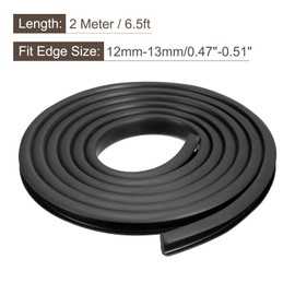 sourcing map U Channel Edge Trim, 6.5ft Length Rubber Guard Seal Strip Edge Protector Fit for 12-13mm Edge, (19/32" W x 23/64" H) Black