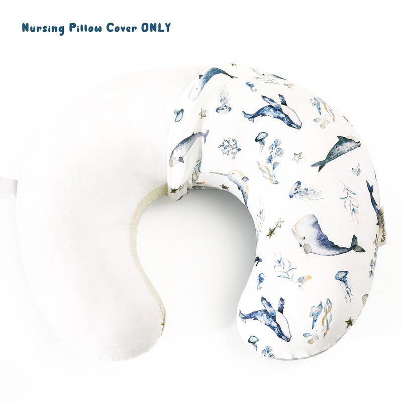 GRSSDER Reversible Nursing Pillow Cover, Ultra Soft Stretchy Minky Removable