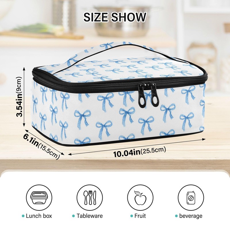 Caikeny Kids Lunch Bag Ribbon Bow Insulated Reusable Lunch Bags