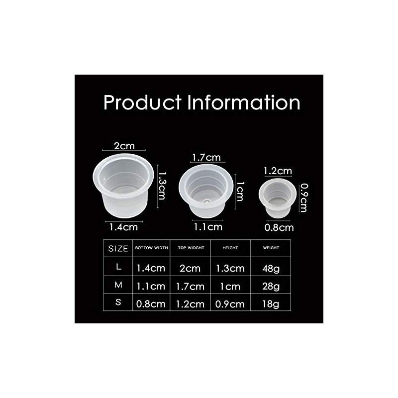UPTATSUPPLY UPTATSUPPLY Tattoo Ink Cups 300Pcs Mixed Size Permanent Makeup