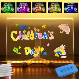 LED Note Board with Colors – Acrylic Dry Erase Board with 10 Light Modes, 7 Color Markers – 2025 Upgrade Light Up Drawing Board for Kids and Adults, Perfect for Home, Office, and School (11.8 * 8)