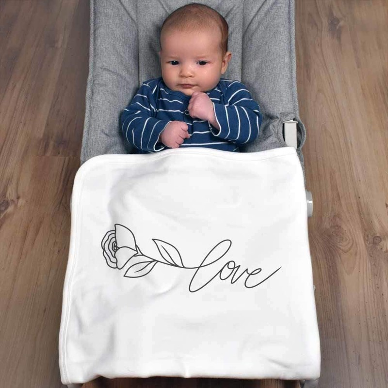 Azeeda 'Rose Love Text' Cotton Baby Blanket/Shawl (BY00039756)
