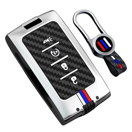 TECART Luminous Strip Key Fob Cover with Keychain Fit for Jeep 2022-2025 Cherokee Grand Cherokee Wagoneer Grand Wagoneer, 4 Button-silver