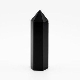 Pandiui23 Stone Tower Obsidian Wand Natural Obsidian Hexagonal Crystal Column Rock Crystal Sticks Obsidian Tower (Obsidian, 7-8cm)