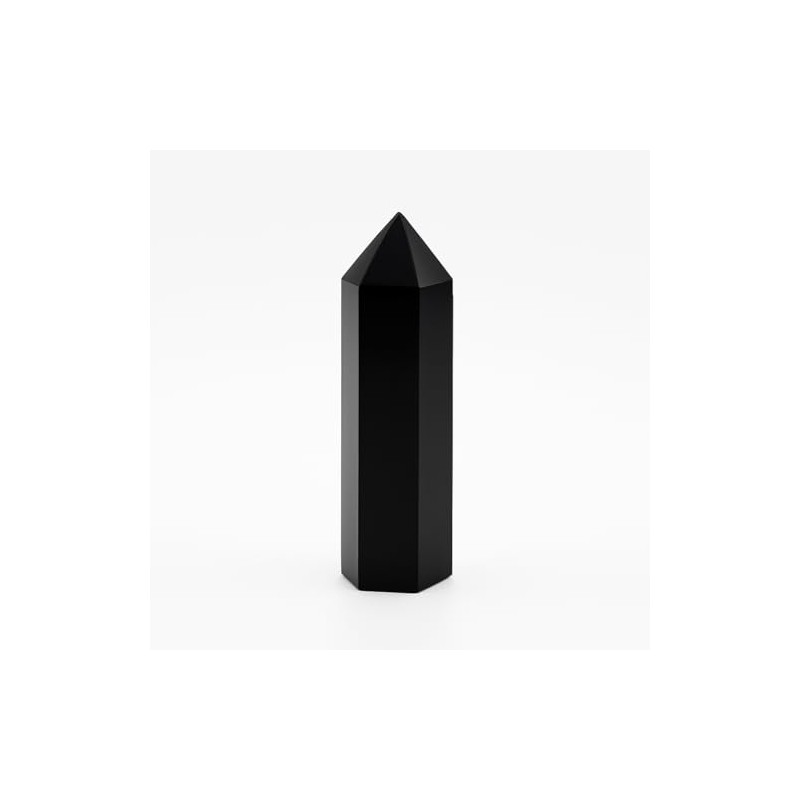 Pandiui23 Stone Tower Obsidian Wand Natural Obsidian Hexagonal Crystal Column