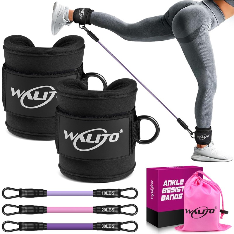 WALITO Ankle Resistance Bands with Cuffs, Ankle Bands for Working