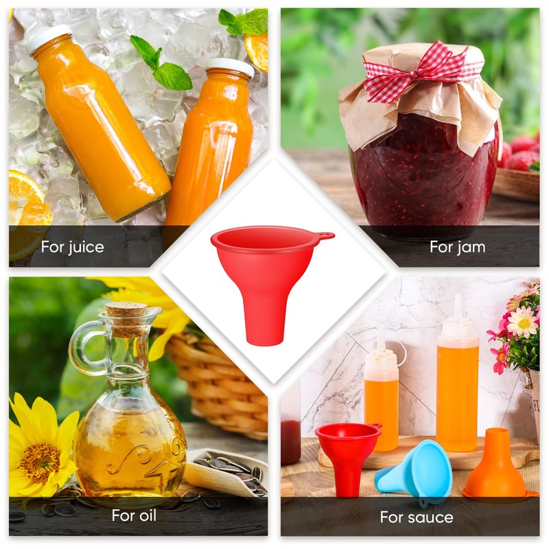 Lauwell Silicone Funnels 4 Pieces Wide Mouth Funnel Flexible Condiment