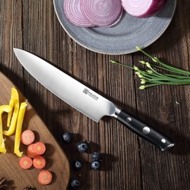 PAUDIN Chef Knife 8 Inch, Professional Kitchen Knife, 7Cr17MoV German Stainless Steel Forged Chefs Knife with Ergonomic G10 Handle, Classic Chef's Knife Meat Cooking Knife with Gift Box