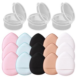 LALAFINA 15 Esponjas de Maquillaje para Dedos, Mini Esponjas Aplicadoras de Maquillaje en Forma de Gota, con Estuche Pequeño de 3 Piezas para Mujeres Y Niñas.