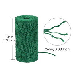 Vivifying 328 Feet Green Garden Twine, Natural 2mm Jute Twine for Floristry, Bundling, Crafts, Chistmas Wrapping (Dark Green)