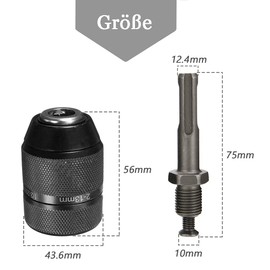 Mesee Drill Chuck Adapter 2-13 Keyless Chuck 1/2-20UNF, Drill Chuck with Adapter for SDS Plus Attachment, Quick Change Adapter Converter Miniature Drill Chuck Mini Accessories