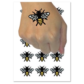 Bee Drawing Temporary Tattoo Water Resistant Fake Body Art Set Collection - 54 1" Tattoos (1 Sheet)