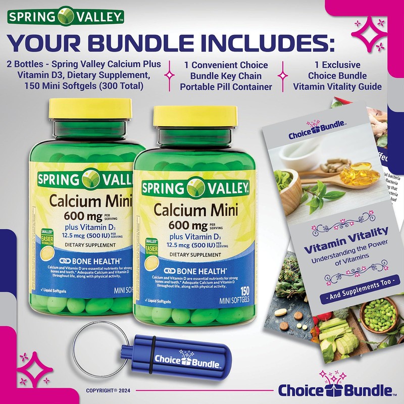 Spring Valley Calcium 600 mg Plus Vitamin D3 12.5 mcg