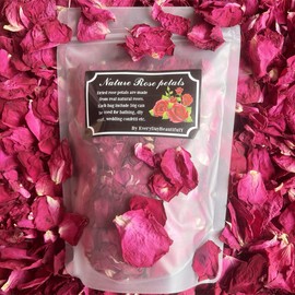 Dried Rose Petals 50g Natural Flower Petals Real Red Rose Petals for Bath Spa Foot Wedding Confetti Soap Making DIY Crafts Home Fragrance