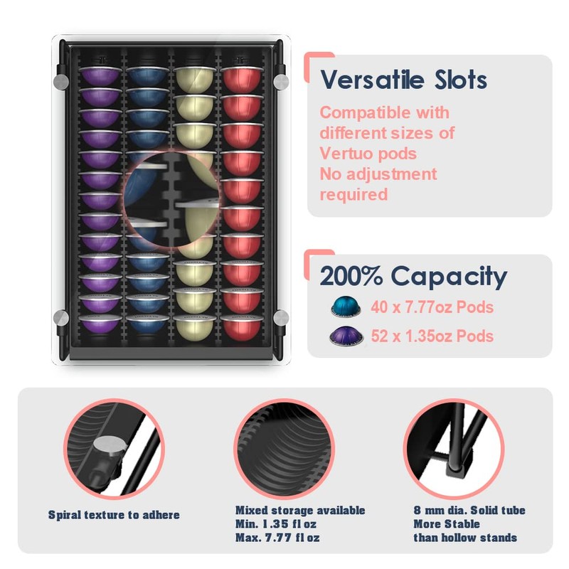EVERIE Crystal Tempered Glass Organizer Drawer Holder Compatible with Nespresso