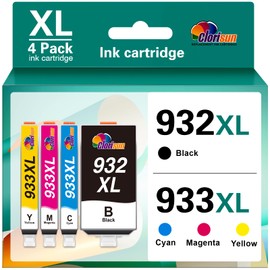 Clorisun 932 933 XL for HP 932XL 933XL Ink Cartridges Combo Pack 932XL 933XL Ink Cartridges for HP Printers Replacement for HP OfficeJet 6600 6700 7612 6100 7610 Printer (Black, Cyan, Magenta,Yellow)
