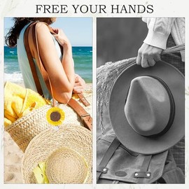 PopocolaLee 2 Pcs Hat Clip for Travel on Bag, Sunflower Clip Securely Attach Hats to Bags, Totes, Luggage, Hands-Free, Prevents Loss at Beach/Outings