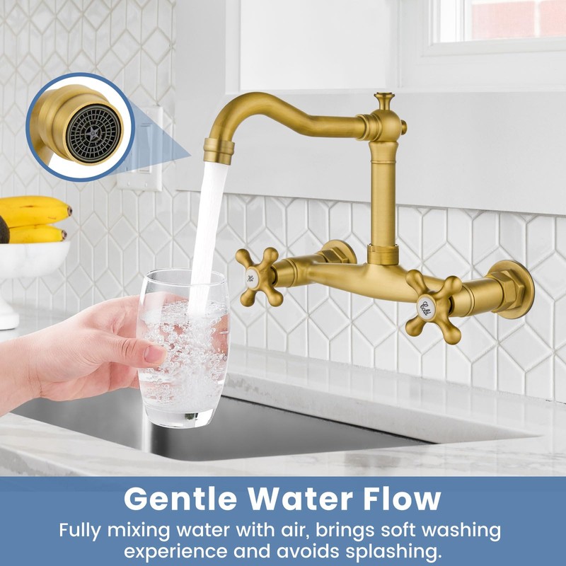 Airuida Wall Mounted 8 Inch Center Kitchen Sink Faucet Commercial