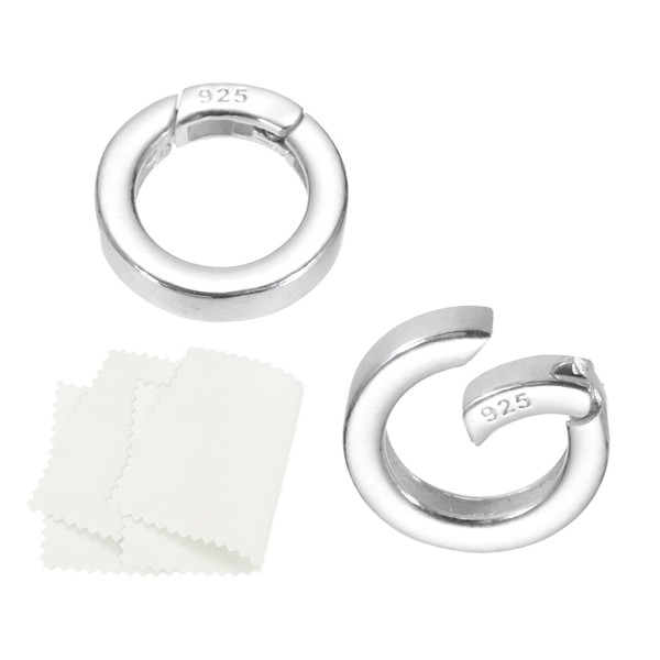 PATIKIL 14mm 925 Sterling Silver Spring Gate Rings, 2Pcs Plat