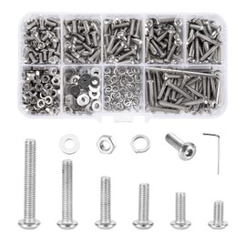 500 Piece M3 Screws and Nuts Set, Hexagonal Screws Stainless Steel M3 x 6 M3 x 8 M3 x 10 M3 x 12 M3 x 16 M3 x 20 with Hex Key