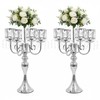 Silver Candelabra Table Centerpieces: 5 Arm Crystal Pendant Candle Holders