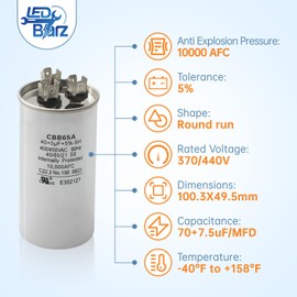 40+5 uF 40/5 MFD 440 VAC Dual Run Round Start Capacitor - 97F9838 for AC Unit Fan Motor Start, Heat Pump, Condenser Straight Cool. Compatible with GE# Z97F9848BZ2