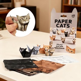 Rose Romee DIY Origami Paper Cats Kit, 50 Sheets Pre-Printed Paper cats with Cat Designs, Paper cats origami Fun Craft Activity for Adults, Creative Desk Decor and Gift for Cat Lovers
