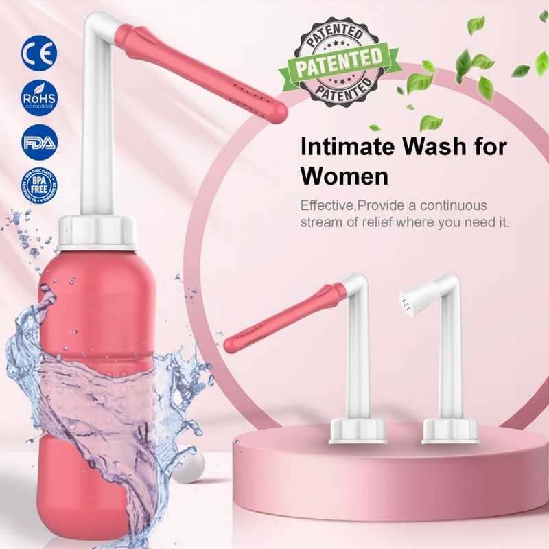 2PCS-Pack 2-in-1 Portable Bidet Vaginal Douche,450ml Travel Bidet Bottle Perineal