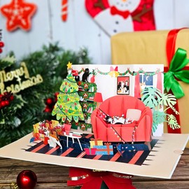 SOUL POP UP Cat Christmas Cards, 6" x 8" Pop Up Christmas Card, 3d Christmas Cards With Envelopes, Funny Christmas Cards for Kids, Unique Christmas Cards for Daugter, Sister, Husband Christmas Card.
