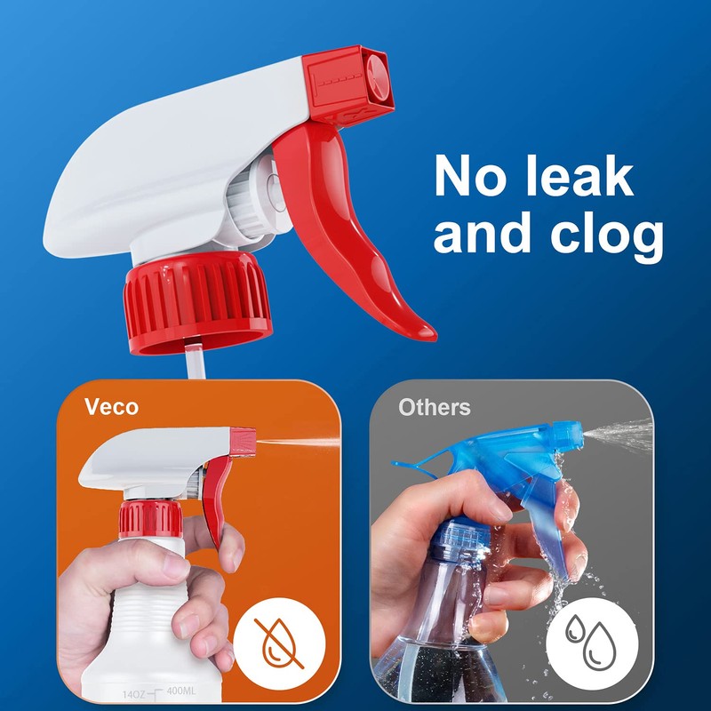 Veco Spray Bottle (5 Pack,16 Oz) with Measurements and Adjustable