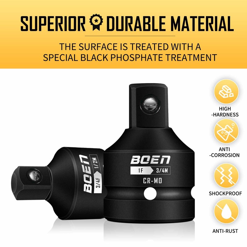 BOEN 10-Piece Impact Socket Adapter and Reducer Set, Standard SAE