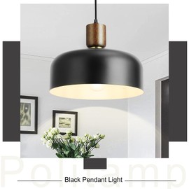 Modern Black Pendant Light Over Kitchen Island,Industrial Pendant Lighting,Adjustable Wood Ceiling Hanging Light Fixture for Dining Room,Living Room,Bedroom,Hallway,Sink,Bar