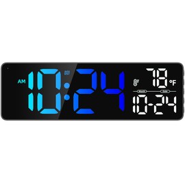 Large LED Digital Wall Clock with Date, Temperature, Auto-Brightness, Auto-DST | Big Digital Clock for Bedroom, Desk, Classroom, Living Room, Kitchen, Office, Gym, Farmhouse, Xmas Gift for Seniors