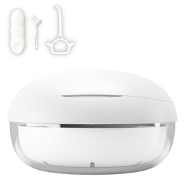 Gaboolo Retainer Cleaner Case,No-Leak Mouth Guard Case with Retainer Removal Tool and Brush,Complete Clean Care for Clear Brace,Retainers (White Hanburger)