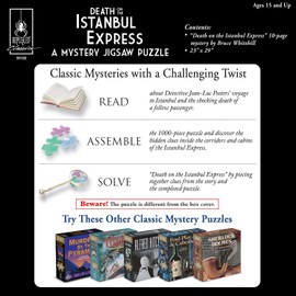 Murder Mystery Party | Classic Mystery Jigsaw Puzzle, Death on The Istanbul Express, 1,000 Piece Jigsaw Puzzle, Orange