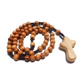 Olive Wood Catholic Rope Rosary with Comfort Cross – Premium Quality Genuine HJW Product - Exclusively Designed Christian Prayer Beads for a Meaningful Spiritual Experience, Wood, No Gemstone